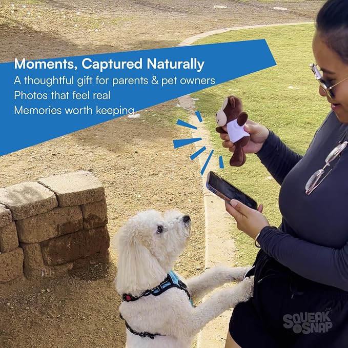 Dog Camera Attention Grabber, Photo Prop for Pet Photography, Baby and Newborn Photos, Plush Squeaker Bluetooth Shutter Release Remote, Attention Getter, iPhone & Android - Image 5