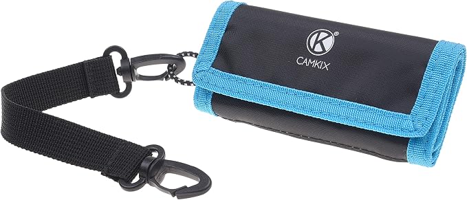 Memory Card Wallet - SD Card Storage - Slim and Foldable with Transparent Slots - Can Carry Up to 15 SD Cards - Straps with Tether Included - (Black/Blue) - Image 2