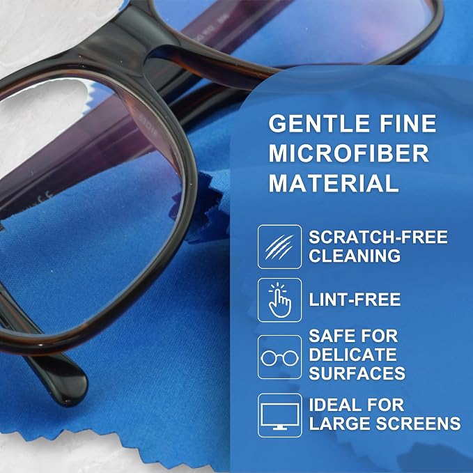 Eco-Fused Microfiber Cleaning Cloth - 7x6'' Microfiber Cloth - Pack of 6 Blue Lens Cleaning Wipes - Cleaning Cloth for Glasses, Eyeglasses, Camera Lens & Phones - Image 6