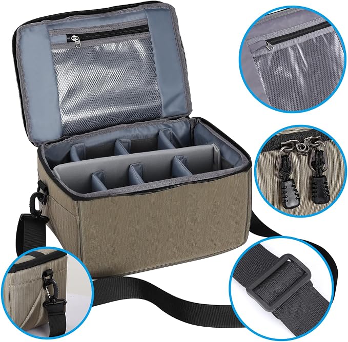 Koolertron Dslr Camera Insert Bag Purse Universal Liner Lens Pouch Partition Protective Cover Waterproof Sleeve for Cannon/Nikon/Sony (Khaki) - Image 5