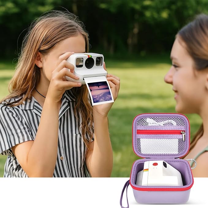 ANKHOH Case for Polaroid Go Gen 2/3, for Polaroid Go 9035/9071/9070 | PU shell with padded interior and removable wrist strap stores film, photos and cables, Case Only - Image 6