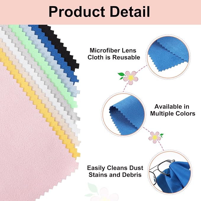 uxcell 6 Pcs Microfiber Cleaning Cloth for Glasses, 8 x 8 Inch Eyeglass Cleaning Cloth, Glasses Cleaner Wipes for Electronics Lenses Screens Cameras Cell Phones, Sapphire Blue - Image 3