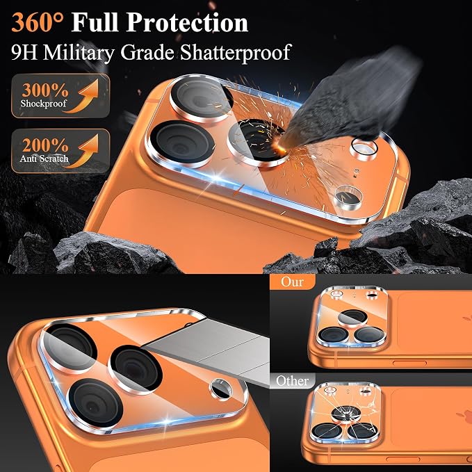4 Pack Camera Lens Screen Protector Compatible with iPhone 17 Pro | 9H Tempered Glass Camera Lens Cover Decoration, Case Friendly, High Definition, Scratch-Resistant, Clear+Black Circle - Image 3
