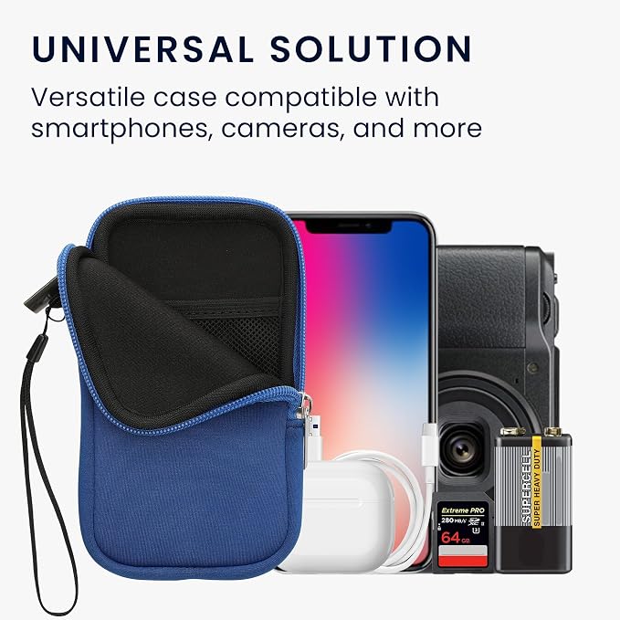 kwmobile Universal Phone Pouch Size M - 5.5" - Neoprene Smartphone Pouch with Zip - Water-Repellent Mobile Phone Case - Sleeve in Baltic Blue - Image 4