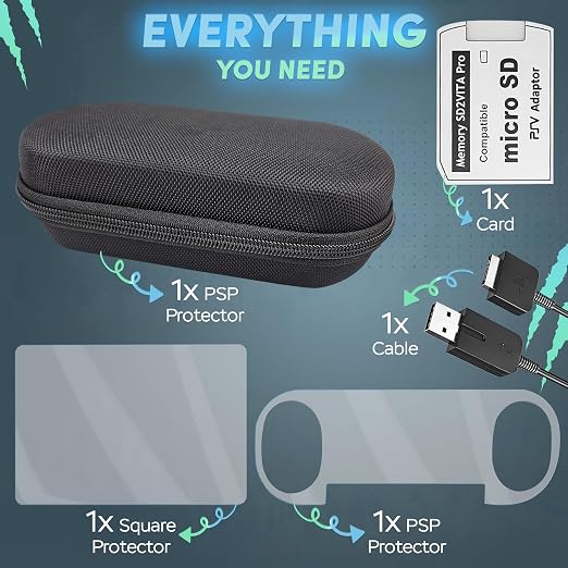 4 in 1 Kit for PS Vita 2000 Slim, PS Vita Case - 1 Pack | Case with Front & Back Protector, Adapter Charger Cable & Micro SD Card - Image 6