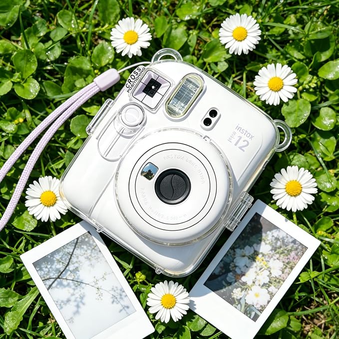 Clear Camera Case for Fujifilm Instax Mini 12, Grey Camera Strap | Protective Cover with Anti-Accidental Shutter, 4 Composition Cards, Photo Storage Holds 10 Films, Clear Hard Shell, No Camera - Image 8