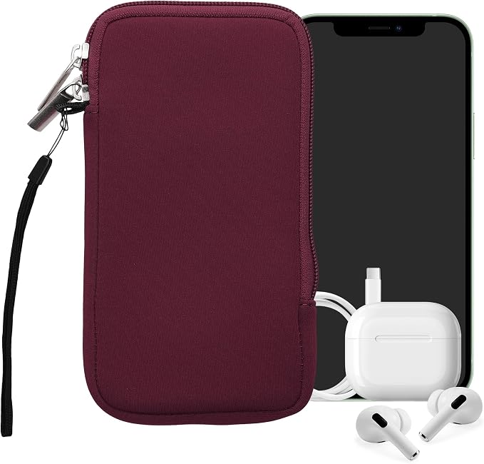 kwmobile Universal Phone Pouch Size XL - 6.7/6.8" - Neoprene Smartphone Pouch with Zip - Water-Repellent Mobile Phone Case - Sleeve in Berry - Image 8