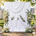 50ftx10ft Wrinkle Free White Backdrop Curtain for Party Background, 10 Panels Silky Polyester Photo Backdrop Drapes Back Drop Cloth for Wedding Birthday Photography Baby Shower Photoshoot Decor by CO-AVE