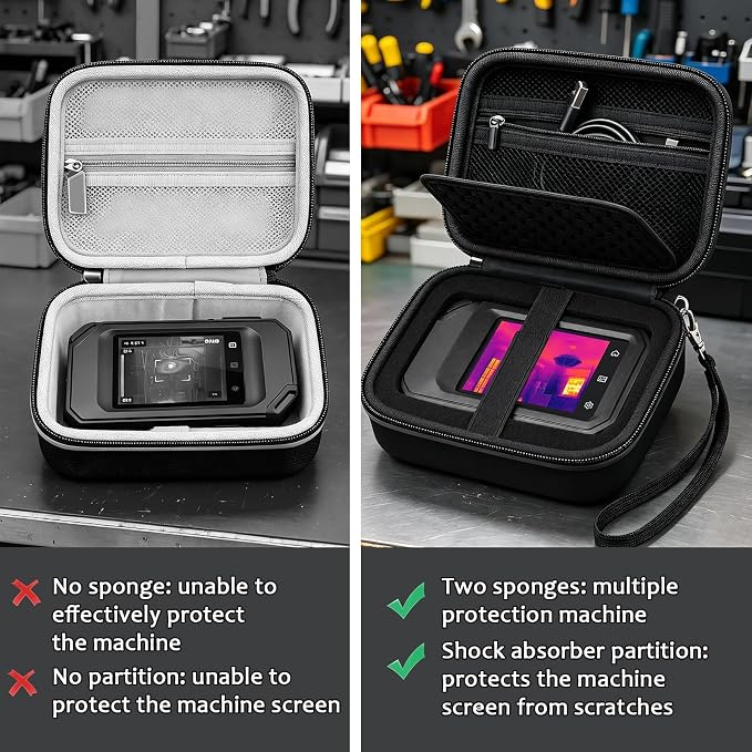 Boobowl Thermal Camera Case for HSFTOOLS HF96 and for FLIR C5 | Cuttable Foam, 1 cm Base Pad and Accessory Pocket for HVAC Technicians, Electricians and Field Inspections, Case Only - Black - Image 7