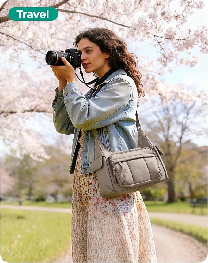 BAGSMART 2 in 1 Puffy Camera Bag for Photographer Everyday Shoulder Bag | Camera Sling Bag with Pockets Crossbody Bag Digital Camera Case for DSLR/Mirrorless Brown - Image 8