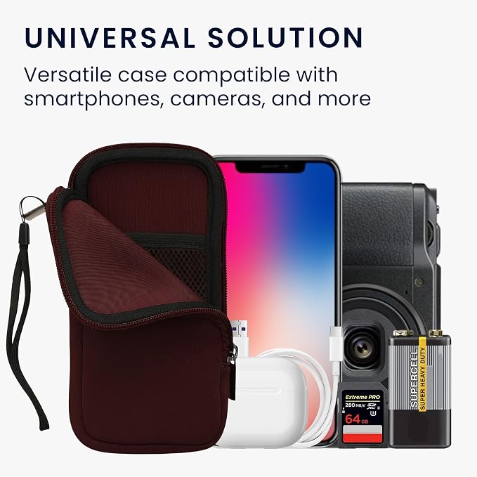 kwmobile Universal Phone Pouch Size XXL - 7" - Neoprene Smartphone Pouch with Zip - Water-Repellent Mobile Phone Case - Sleeve in Bordeaux Violet - Image 4
