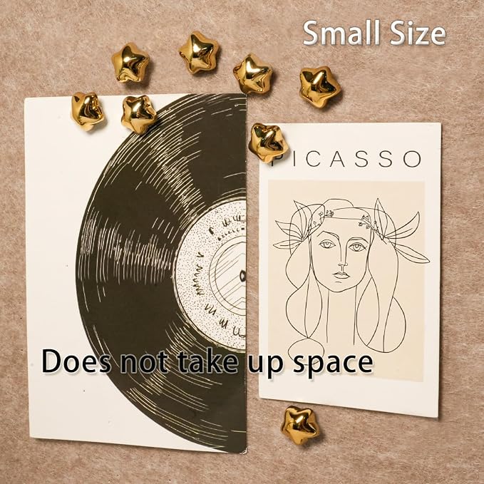 50 PCS Gold Star Push Pins, Thumb Tacks for Bulletin Boar, Cute Decorative Thumbtacks for Cork Board Bulletin Board, Photos Wall Maps, Picture Hanging and Other Offices Schools Decoration. - Image 6
