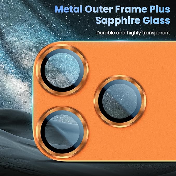Uyiton for iPhone 17 Pro Camera Lens Protector, Metal Frame Glass Cover | Not Easy to Break, Strong Adsorption, Case-Friendly, Metal 9H Sapphire Glass Rear Camera Screen Cover, Cosmic Orange - Image 5