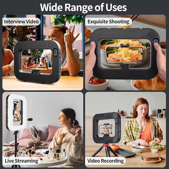 Cell Phone Light for Video Recording, Handheld Phone Stabilizer with Light, 8000mAh LED Selfie Phones Ring Light with Phones Holder, Smartphone Video Rig for Camera, Action Camera, Vlog, TikTok - Image 2