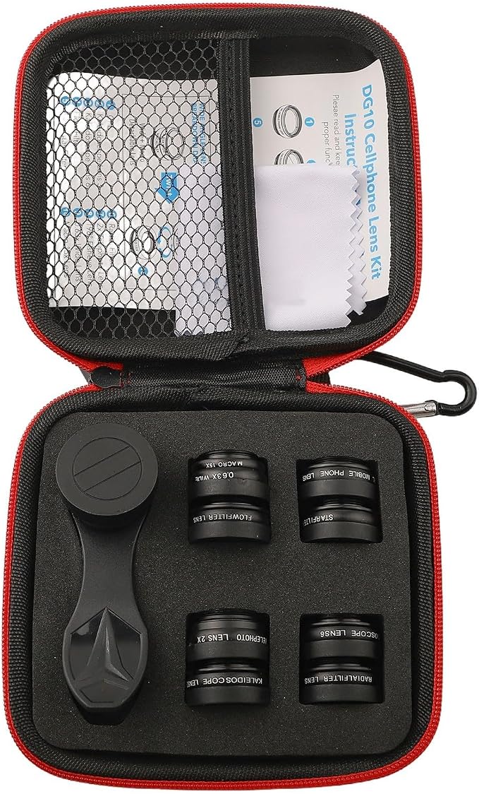10-in-1 Smartphone Lens Kit with 0.36x Wide Angle 15x 198° Fisheye 2x Telephoto CPL Star Filter, 17mm Clip for Mobile Phone Camera Attachment for Content Creation - Image 9