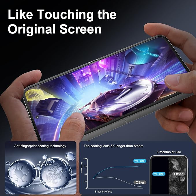 2 Pack for Samsung Galaxy Z Flip 6 / Z Flip 7 FE Screen Protector | 2 Pack Front Tempered Glass With Installation Frame,Support Fingerprint Unlock, Touch Sensitive, Anti-Scratch, Case Friendly - Image 6
