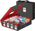 4-Row Trading Card Storage Box, Holds 3200+ Cards [US Patent], Black & Red | Large Capacity, Portable Handle & Display Windows, Compatible with MTG, Commander, Sports Cards and Other Standard TCG Cards by Gomyrod