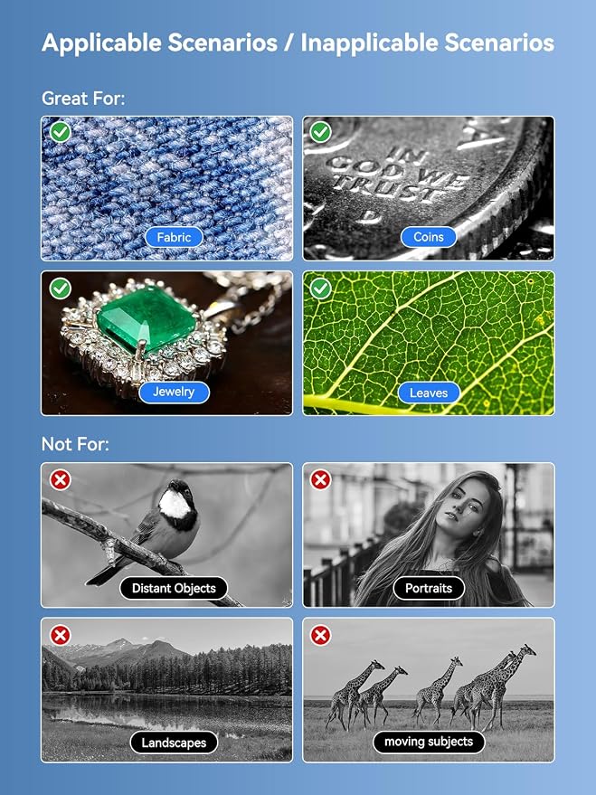 Phone Microscope 200X with LED Light & CPL Filter, Pocket Microscope Camera Attachment for iPhone & Android, No App Needed, STEM Science Gift for Kids, Coin, Jewelry, Plants, Small Objects Inspection - Image 7