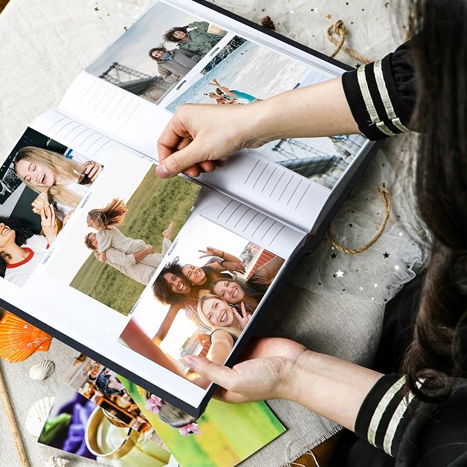 Holoary Photo Album 4x6 300 Photos, 300 Pockets 4”x6” Picture Album, Linen Fabric Cover Big Picture Book for Photos with Writing Area, 4x6 Photo Albums for Family Weddings Travel Memories(Black) - Image 5