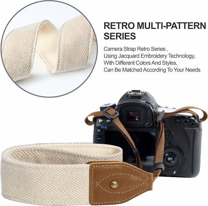 Padwa Lifestyle 2" Wide Classic Crazy Horse Art Cowhide Head Cotton Camera Straps for Photographers - Image 5