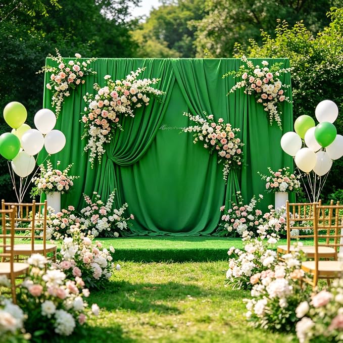 Dark Green Photography Backdrop for Photoshoot, 10x10 Ft Polyester Photo Backdrop Curtains, Dark Green Backdrops Screen for Photo Studio, Video, Content Creators, Birthday Parties Background - Image 4