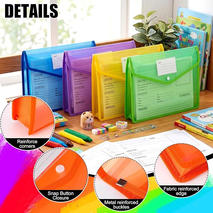 Motipuns 14 Pack K-12 School Memory Box Back to School, Multicolor | Large Capacity Organizer, 16 Questionnaire Cards, Photo Album Keepsake Scrapbook, from Pre to 12th Grade File Picture Folder - Image 5