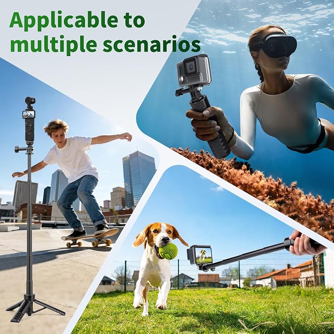 JOILCAN 25.2" Mini Selfie Stick Tripod, Portable Handle Grip Tripod | Action Camera Selfie Stick for GoPro Hero 13/12/11/10/9/8/Max, Insta360, DJI Osmo Action 6/5/4/3 & Pocket 3 - Image 8