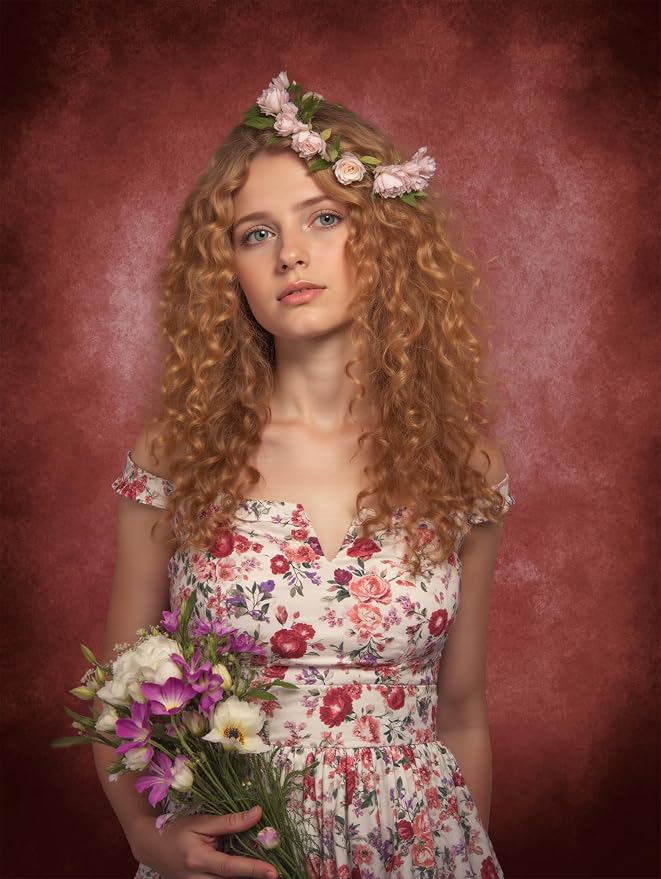 Kate 8x8ft/2.5x2.5m Red Abstract Backdrop Retro Dark Red Texture Portrait Photography Backgrounds Studio Props - Image 2