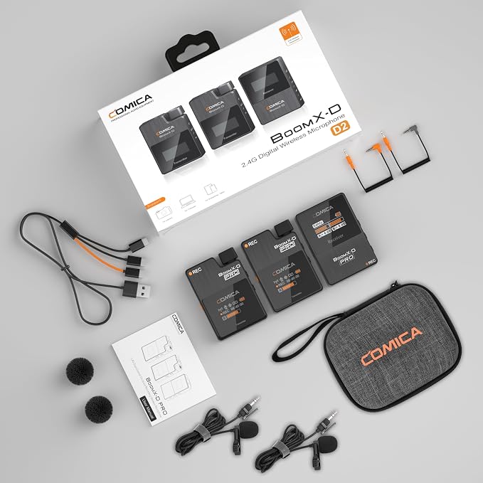 COMICA BoomX-D2 PRO Wireless Lavalier Microphone for iPhone Android Camera | Built-in 16GB Recorder, Noise Cancellation, 656ft Stable Range, Safety Audio Track, for YouTube, TikTok, Vlog, Interview - Image 8