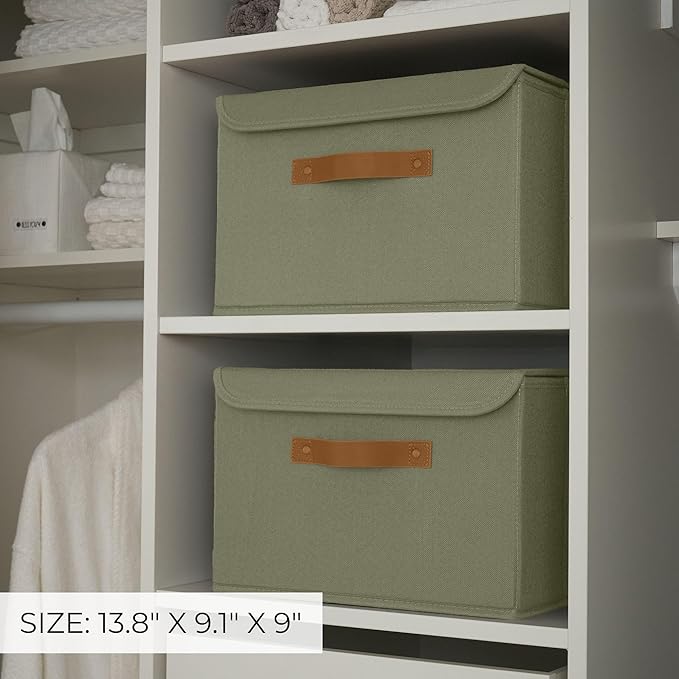 Decorative Linen Storage Boxes with Lids - Large Set of 2 Organizer Bins | The Perfect Container for Home Decor - Safely Store Photos, Documents and Memory Box Keepsakes in Style - Image 2