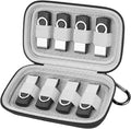 ALKOO Flash Drive Case USB Storage Case, Thumb Drive Holder, Holds 8, Black | Hard Shell, 8 Elastic Slots for USB Drives and SD/Memory Cards, Portable Travel and Office Organizer, Case Only, Black by ALKOO