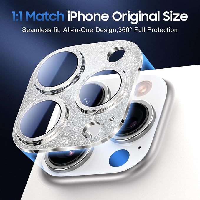 UniqueMe for 3 Pack iPhone 16 Pro/16 Pro Max Camera Lens Protector - Silver | Drop Protection, Case Friendly, 9H Tempered Glass, Camera Cover Screen, Update New Version - Image 5
