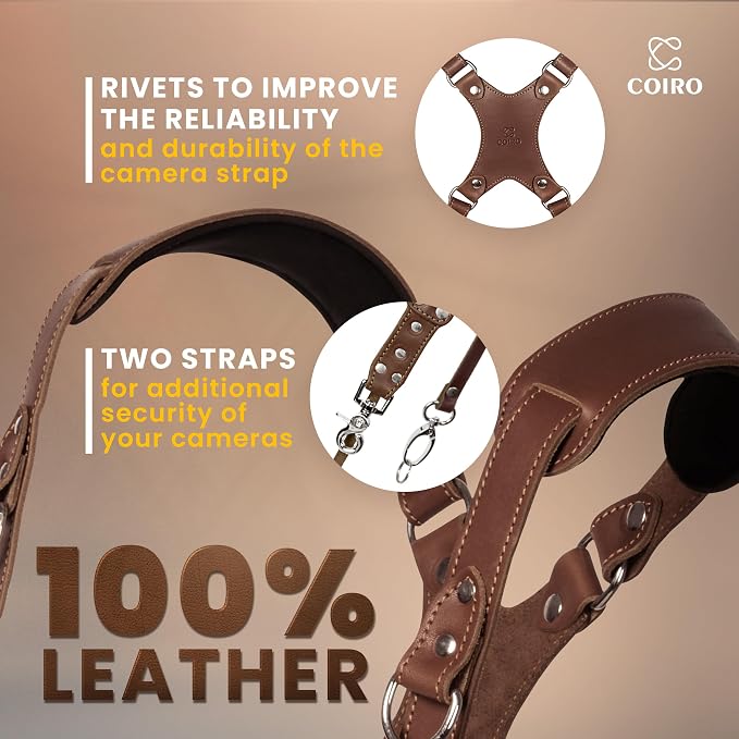 Dual Camera Harness Leather Camera Strap DSLR/SLR, All-Day Comfort - Image 3