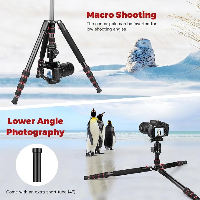 Victiv Camera Tripod, 80" Ball Head Tripod with Carry Bag & Phone Holder | Professional Aluminum Heavy Duty Tripod Stand, 2-in-1 Camera Tripods & Monopods for DSLR Binoculars Spotting Scope Telescope - Image 6