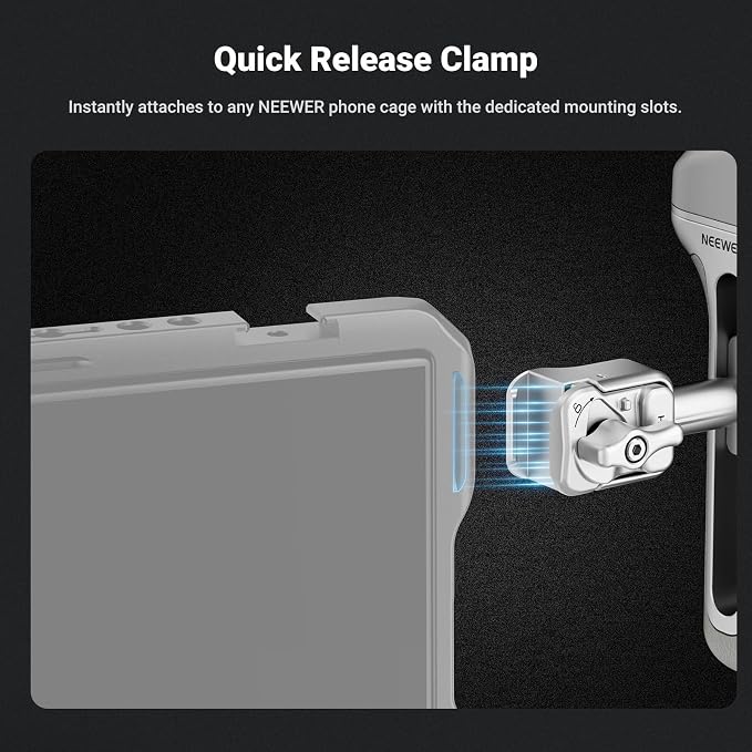 NEEWER Quick Release Bluetooth Side Handle with Cold Shoe & 360° Rotation, Compatible with Blackmagic Camera App for Focus Zoom iPhone 17 Pro Max 16 S25 Ultra Phone Cage Accessories, PA148E (Silver) - Image 3