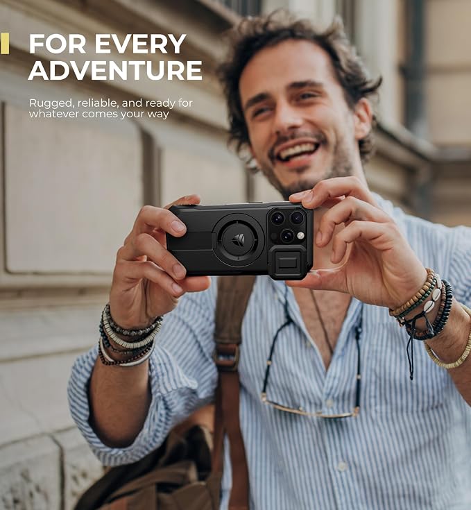 Dexnor for iPhone 16 Pro Case with Slide Camera Cover & Adjustable Kickstand, Magnetic Rugged Shockproof Bumper Cases Heavy-Duty Mangetic Protective Cover,Black - Image 7