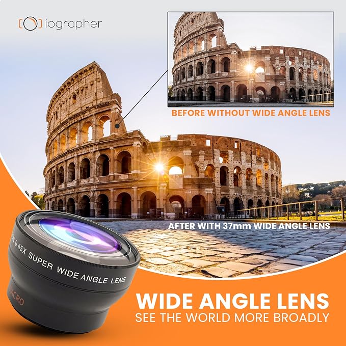 iOgrapher 37mm Wide Angle Lens for iPhone and Smartphones - Macro Lens and Wide Phone Lens - Macro Lens for iPhone and Other Smartphones - Camera Lens for Phone - Comes with Leather Case Bag - Image 2