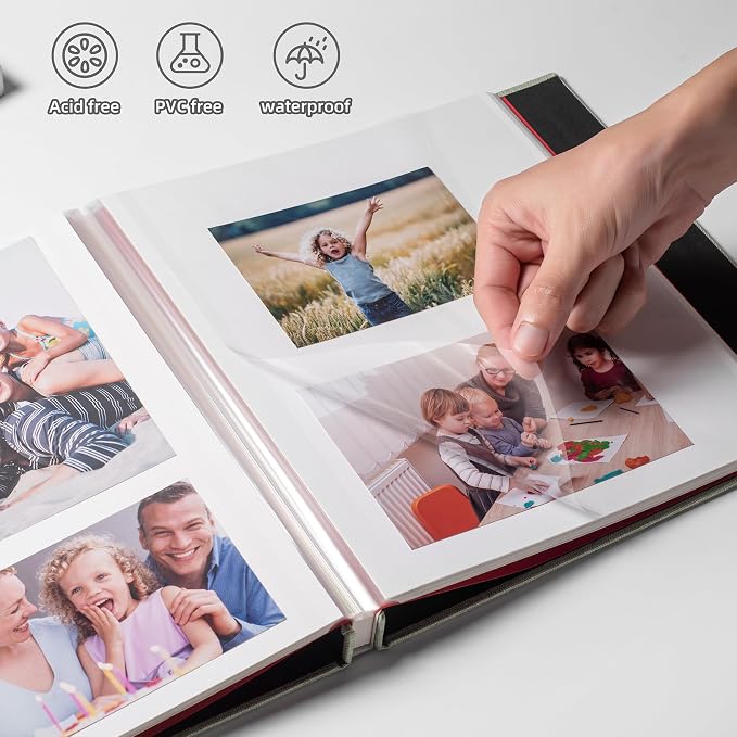 HoneyTolly Large Photo Album Self Adhesive, DIY Scrapbook Album for 4x6 8x10 10x12 Pictures, 60 Pages Linen Cover Memory Book, Ideal Gift for Family Wedding Baby Christmas Anniversary(Grass Green) - Image 3