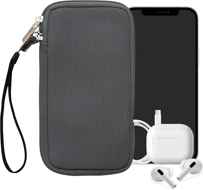 kwmobile Universal Phone Pouch Size XXL - 7" - Neoprene Smartphone Pouch with Zip - Water-Repellent Mobile Phone Case - Sleeve in Blue Grey - Image 8