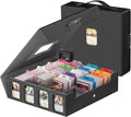 4-Row Trading Card Storage Box, Holds 3200+ Cards [US Patent], Black & Grey | Large Capacity, Portable Handle & Display Windows, Compatible with MTG, Commander, Sports Cards and Other Standard TCG Cards by Gomyrod