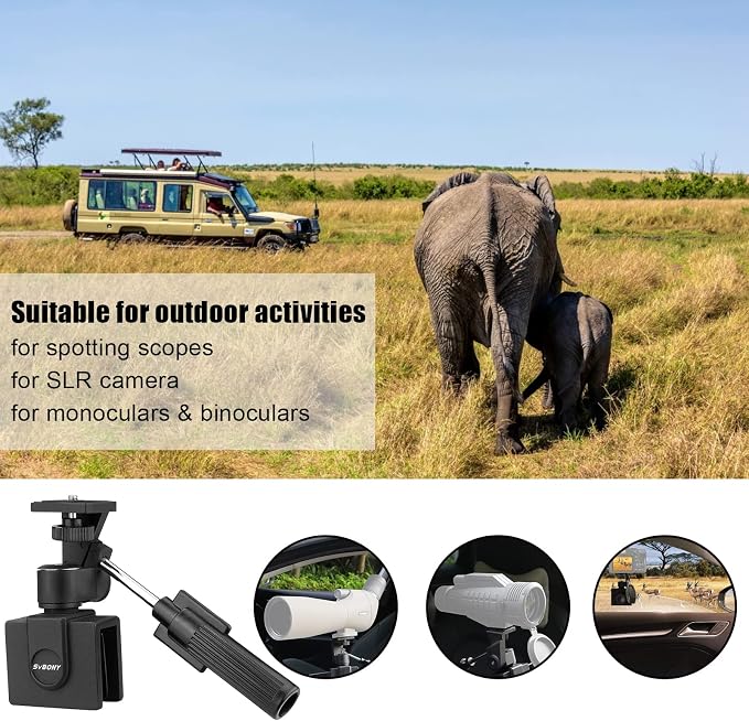 SVBONY SV126 Car Window Mount, for Spotting Scope/Binoculars/Camera (Metal | All Metal Material, Load-Bearing 5kg, 1/4 -20 Thread, Adjustable Vehicle Clamp Mount for Bird Watching Wildlife Observation - Image 6