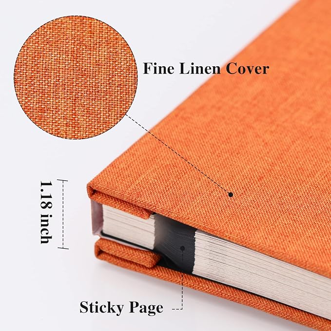 Vienrose Large Photo Album Self Adhesive for 4x6 8x10 10x12 Pictures Magnetic Scrapbook Album DIY 13" X 12.6" 60 Blank Pages with A Metallic Pen | Linen Cover, Scrapbook, Fits 4X6 8X10 10X12 Pictures, Metallic Pen, Diy - Image 3