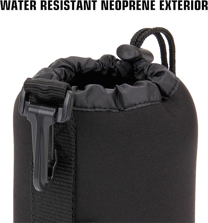 USA Gear FlexARMOR Protective Neoprene Lens Case Pouch Set 3-Pack - Small, Medium and Large Cases with Drawstring Opening, Attached Clip, Reinforced Belt Loop (Black) - Image 6