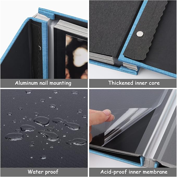 Zesthouse Photo Album Self Adhesive Pages, 60 Pages Magnetic Scrapbook Albums with Sticky Page, Photos Album Holds 8x10 & 5X7 & 4x6 & 6x8 & 3x5, Large Picture Book Ideal Gift for Family Wedding Baby - Image 5