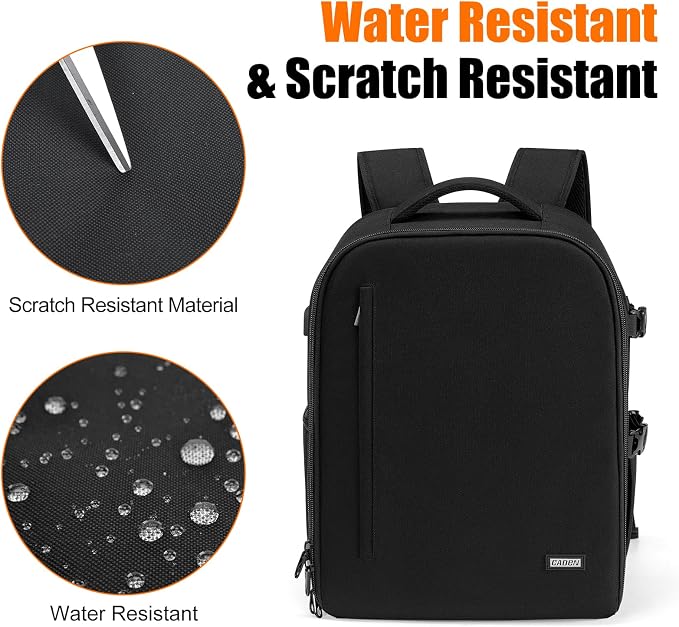 CADeN Camera Backpack, Extra Large DSLR Camera Bag with 17" Laptop Compartment, Waterproof Rain Cover, Professional Travel Hiking Camera Backpack Bag - Image 7