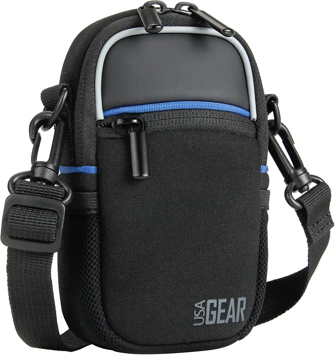 USA Gear Compact Camera Case Point & Shoot Camera Bag with Accessory Pockets, Rain Cover & Shoulder Strap Works W/Sony CyberShot, Canon PowerShot ELPH, Nikon COOLPIX, Olympus & More by USAGEAR