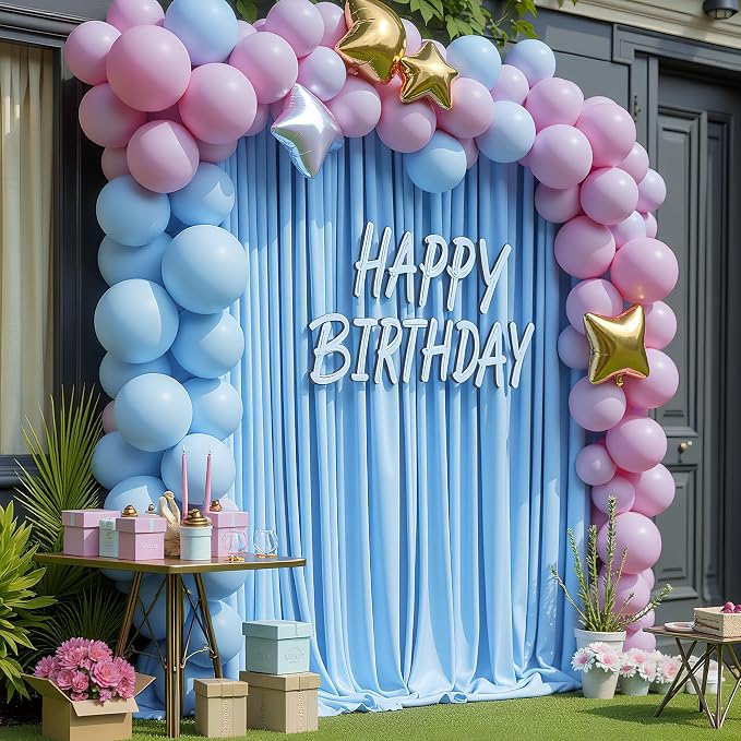Blue Backdrop Curtain for Wedding Parties Backdrop Drapes 10x8FT | Wrinkle Free Polyester Curtain Backdrop Draping Fabric for Backdrop Photoshoot Birthday Party Background,2 Panel 5x8FT - Image 4