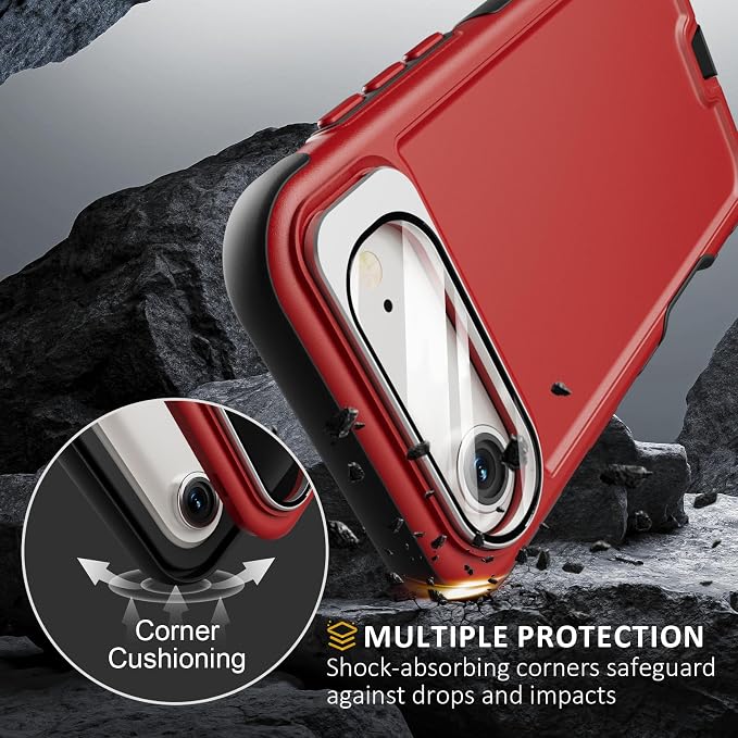 Follaroma Magnetic for iPhone 17 Air Case with Camera Cover Stand, Red,6.5" | Built-in Glass Camera Cover Stand,Compatible with MagSafe,Heavy Duty Shockproof Protective,Military-Grade Anti-DropDual Case - Image 5