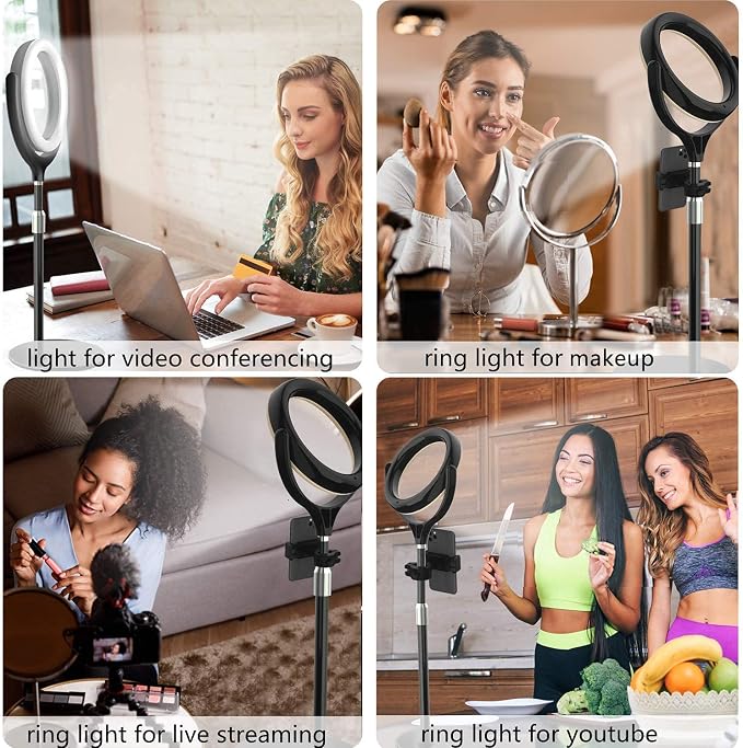 8 inch Desk Ring Light with Stand for for Video Conference,Adjustable Zoom Lighting for Computer, Circle Light for Video Recording, Video Calls, Online Class, Live Streaming, Podcast - Image 2