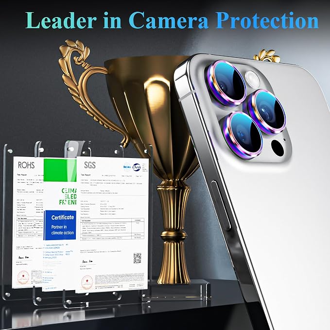 YWXTW Camera Lens Protector for iPhone 16 Pro/iPhone 16 Pro Max, [1 Step Installation Tray] Tempered Glass Screen Protector Metal Individual Camera Cover Accessories Case Friendly (Multi-Coloured) - Image 2